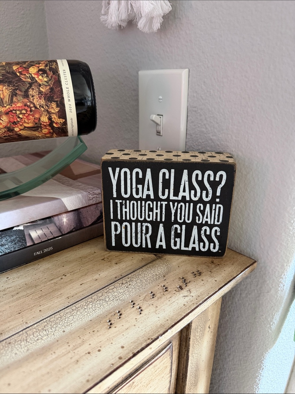 Primitives by Kathy Wine Block Sign | Black & White Funny Home Decor